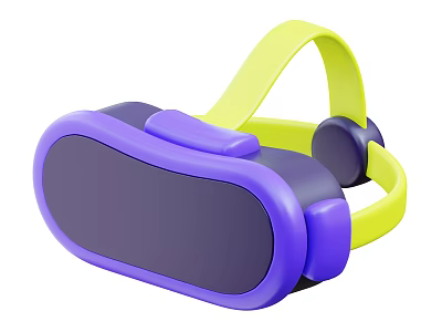 Smart Machine Virtual Reality Headset Featuring Purple And Yellow Design With Ergonomic Headband 3d model