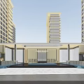 Modern Residential Building With Greenery Surrounding And Water Feature At Entrance