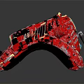 Red Boxing Ring Model With Black Seats And Golden Connectors Design