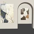 Leaf Pattern Decorative Wall Art For Modern Interior With Archway And Green Plant