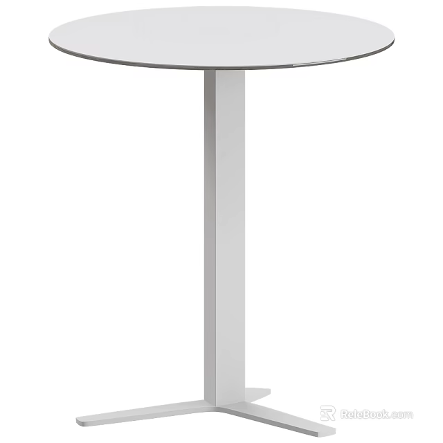 Modern Minimalist Side Table With Round Top And Single Column Base 3d model 