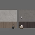 Light And Dark Wood Wall Panels Interior Design With Small Cabinet And Lamp Decor