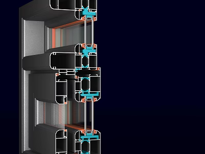 Structural Components With Layered Design Blue Orange Connections And Sections 3d model