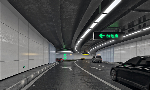 Modern underground lane realistic garage curve 3d model