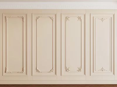 Elegant Decorative Cream Colored Gypsum Molding Wall Panels Interior Design 3d model