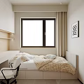 Modern Bedroom Interior With Wooden Headboard White Bedding Area Rug Bedside Lamp And Wall Art