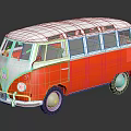 Classic Red And White Volkswagen Bus With Vintage Exterior Design And Side Windows