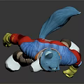 Anthropomorphic Wolf Character 3D Model With Red Jacket Blue Shoulders Beige Pants Yellow Gloves Standing Pose