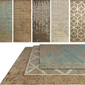 Stylish Square Rugs with Various Patterns and Colors for Home Decor 3d model