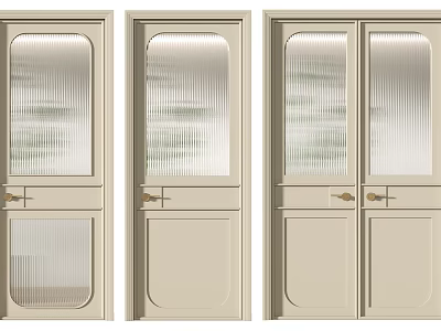 Modern Hinged Doors Design Featuring Glass Panels And Light Beige Finish 3d model