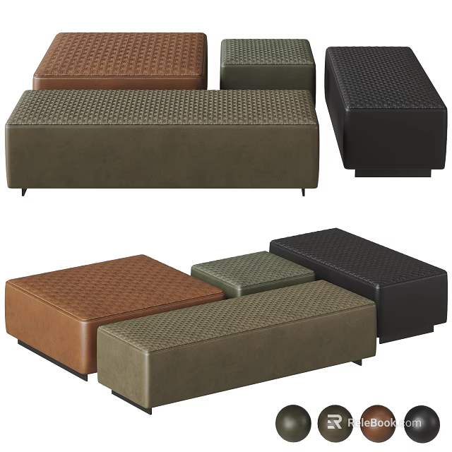 Modern Upholstered Sofa Bench With Multiple Color Textured Design And Styles 3d model