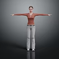Women Wearing Brown Long Sleeve Top And Light Gray Pants Standing With Arms Outstretched