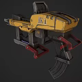 Futuristic Yellow ISL Rifle With Mechanical Design Red Gray Components 3d model