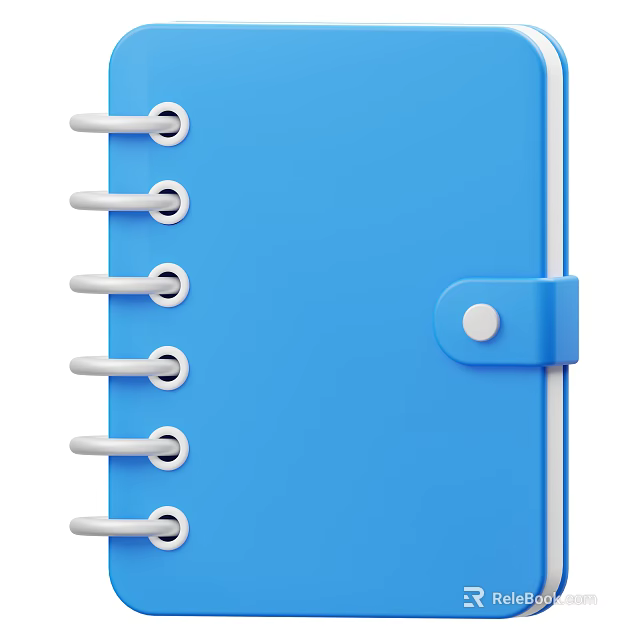 Blue Spiral Notebook With Metal Rings And Secure Button Closure Design 3d model 