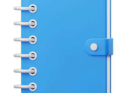 Blue Spiral Notebook With Metal Rings And Secure Button Closure Design 3d model