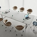 Modern Conference Table and Chair Combination Laptop Projector Mineral Water 3d model