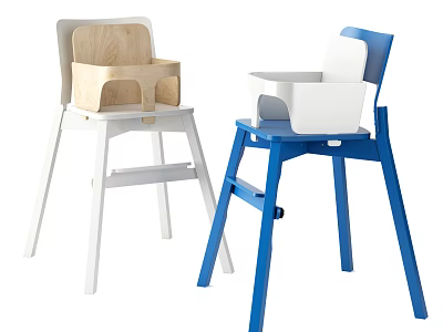 White and blue children's chairs with modern simple design for kids room 3d model