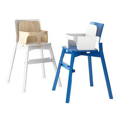 White and blue children's chairs with modern simple design for kids room 3d model