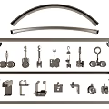 Various Metal Hardware Accessories Including Hinges Hooks Slides And Brackets 3d model