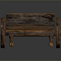 Vintage Wooden Cart With Rustic Wooden Frame Large Wheels And Long Handles