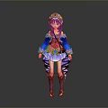 Traditional Female Costume With Decorative Headdress Blue Pink Robe And Boots