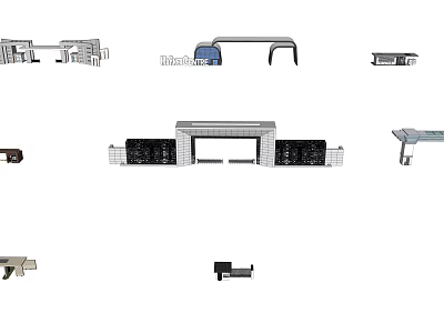 Modern Entrance Gate Design With Decorative Railings Steel Structure And Glass Panels 3d model