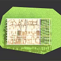 Wooden House Frame Construction Model With Green Grass Base And Transparent Roof
