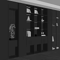 Modern Black Bookcase Interior Design With Multiple Shelves Lighting And Decorative Items