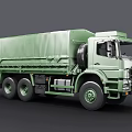 Green Cargo Truck With Canvas Covered Bed And Front Grille Design