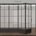 Modern Folding Doors Interior Design With Glass Panels And Black Frame 3d model