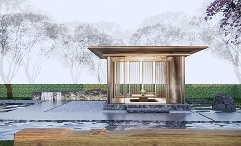 New Chinese-style Corridor Courtyard Pavilion Waterscape 3d model