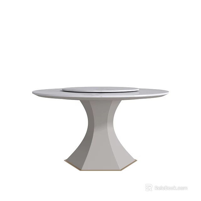 Elegant Modern White Round Dining Table With Unique Pedestal Base Design 3d model
