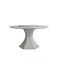 Elegant Modern White Round Dining Table With Unique Pedestal Base Design 3d model
