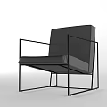 Modern Accent Chair With Black Metal Frame And Gray Ribbed Cushion Design