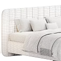 Elegant Soft Double Bed With Tufted Headboard And Velvet Bedspread Including Plush Pillows