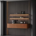 Elegant Modern Wine Cabinet Interior With Red Wine Bottles Glasses And Lighting