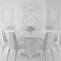 Elegant Modern Black Gold Round Dining Table Set With Leather Chairs Metal Base Chandelier And Decorative Paintings