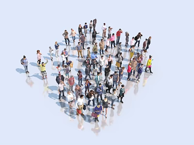 Diverse Group of People Standing Together Forming Heart Shape in Unity 3d model