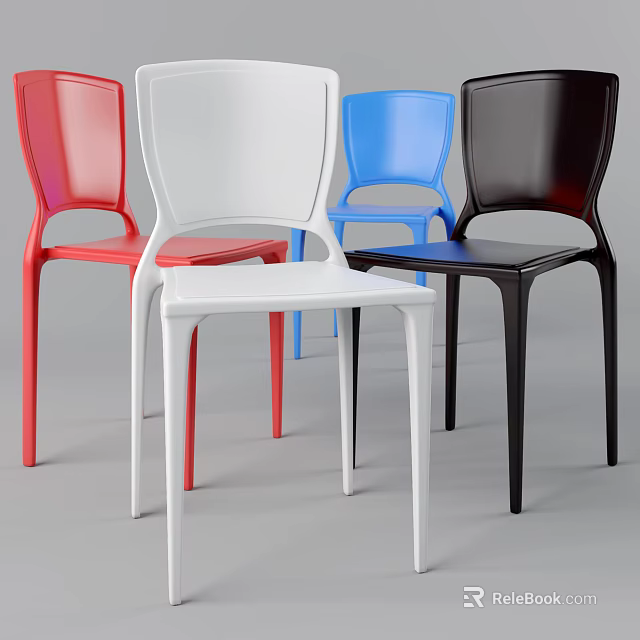 Modern Dining Chairs In Red White Blue Black With Sleek Design 3d model 