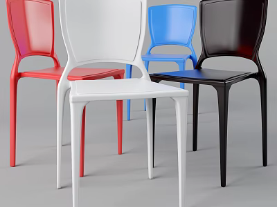 Modern Dining Chairs In Red White Blue Black With Sleek Design 3d model
