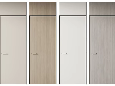Modern Hinged Doors In Various Colors With Sleek Design And Metal Handles 3d model