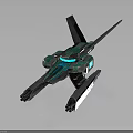 Futuristic Spacecraft With Sleek Green And Silver Design And Glowing Blue Lights