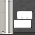 Modern White Wall Mounted Radiators Featuring Various Vertical And Horizontal Designs 3d model