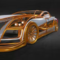 Sleek White Concept Sports Car with Orange Frame and Streamlined Futuristic Design