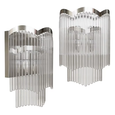 Modern Glass Tube Chandelier With Sleek Metal Frame And Vertical Glass Elements Design 3d model