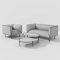 Modern Sofa and Coffee Table Set with Armchair and Round Coffee Tables 3d model
