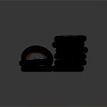 Stacked Car Tires With Alloy Wheels And Orange Trim Accents Design