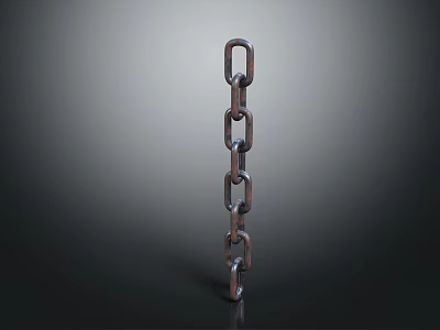 Vertical Shiny Metal Chain With Linked Rings Isolated On Dark Background 3d model