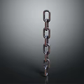 Vertical Shiny Metal Chain With Linked Rings Isolated On Dark Background