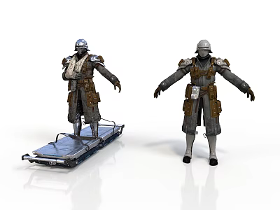 Sci-Fi Style Medical Soldier Mecha Soldier Medical Stretcher Future Warrior Sci-Fi Character Mecha Robot War Machine Machine Soldier 3d model